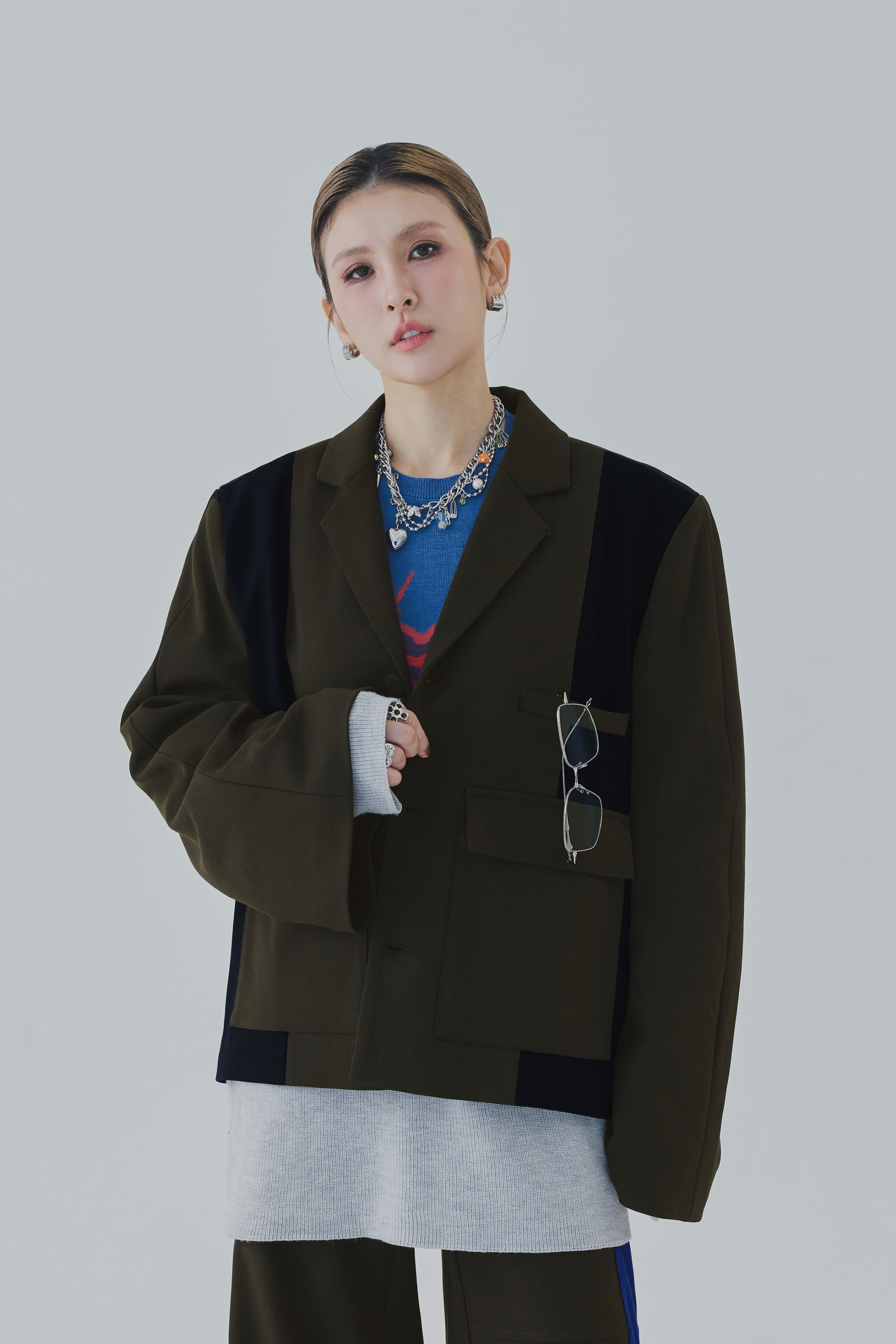 Dual Block Blazer | Olive