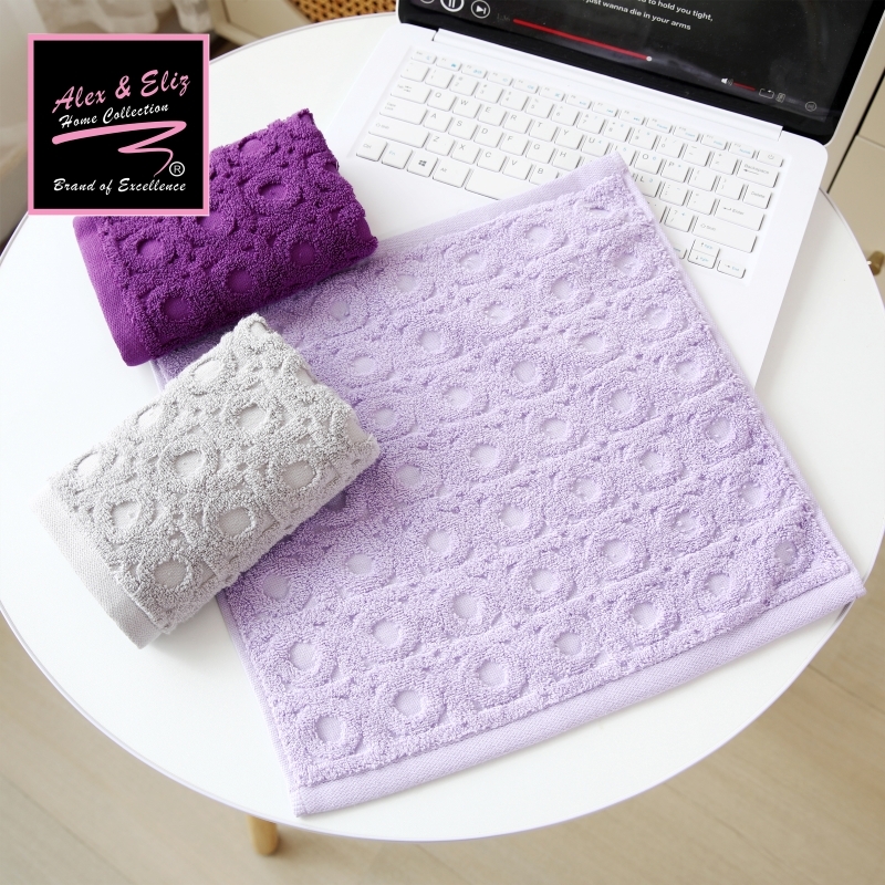 純棉毛巾 - 圓點款方巾