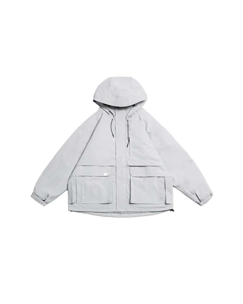 Persevere Hooded Utility Insulated Jacket - WHITE GREY