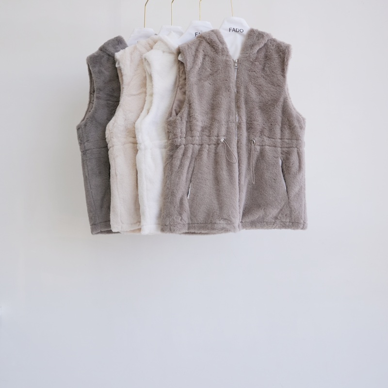 法朵Fado shop｜抽繩貂毛連帽背心 899A020 四色