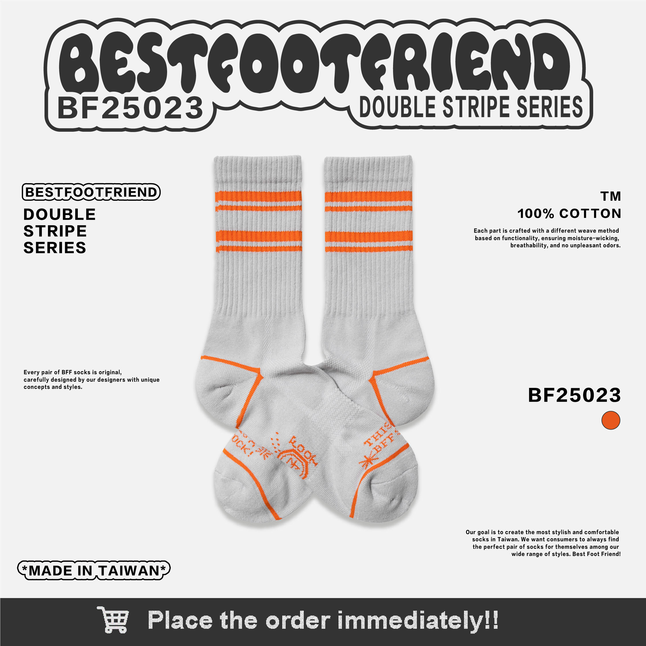BFF Best Foot Friends Double Stripe 雙條紋 BFF 襪子【BF25023】