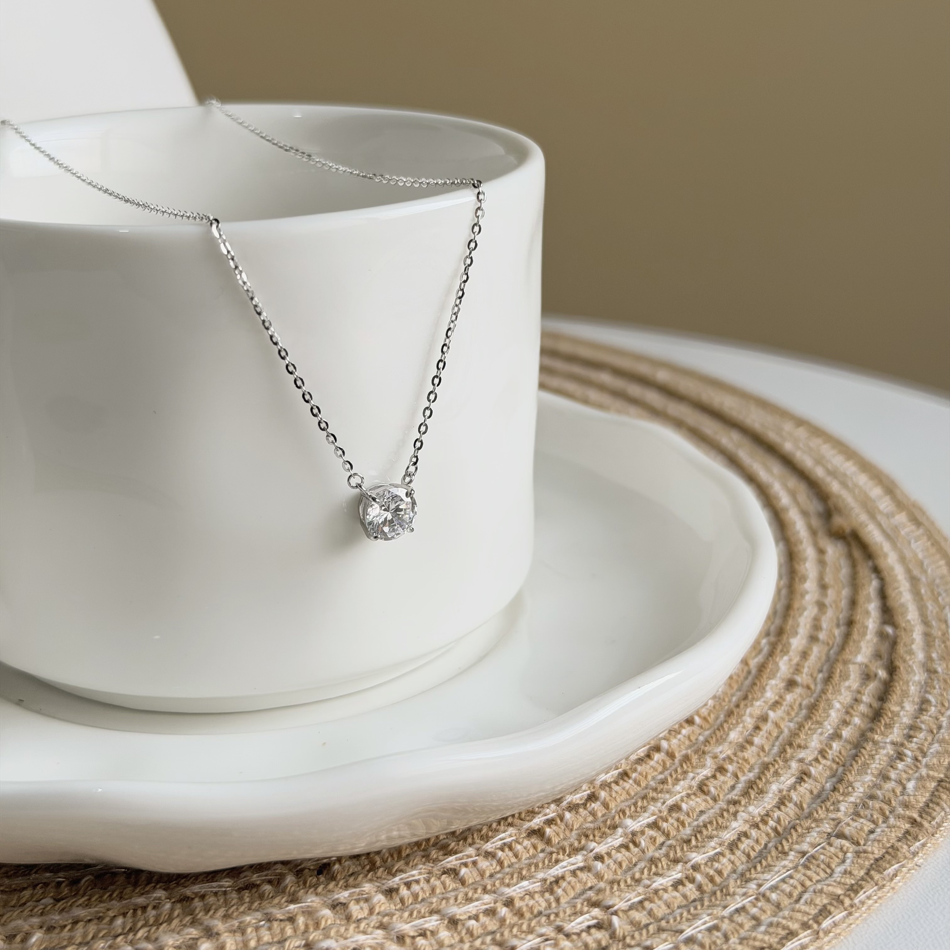 P17【輕奢】單鑽純銀鎖骨鏈