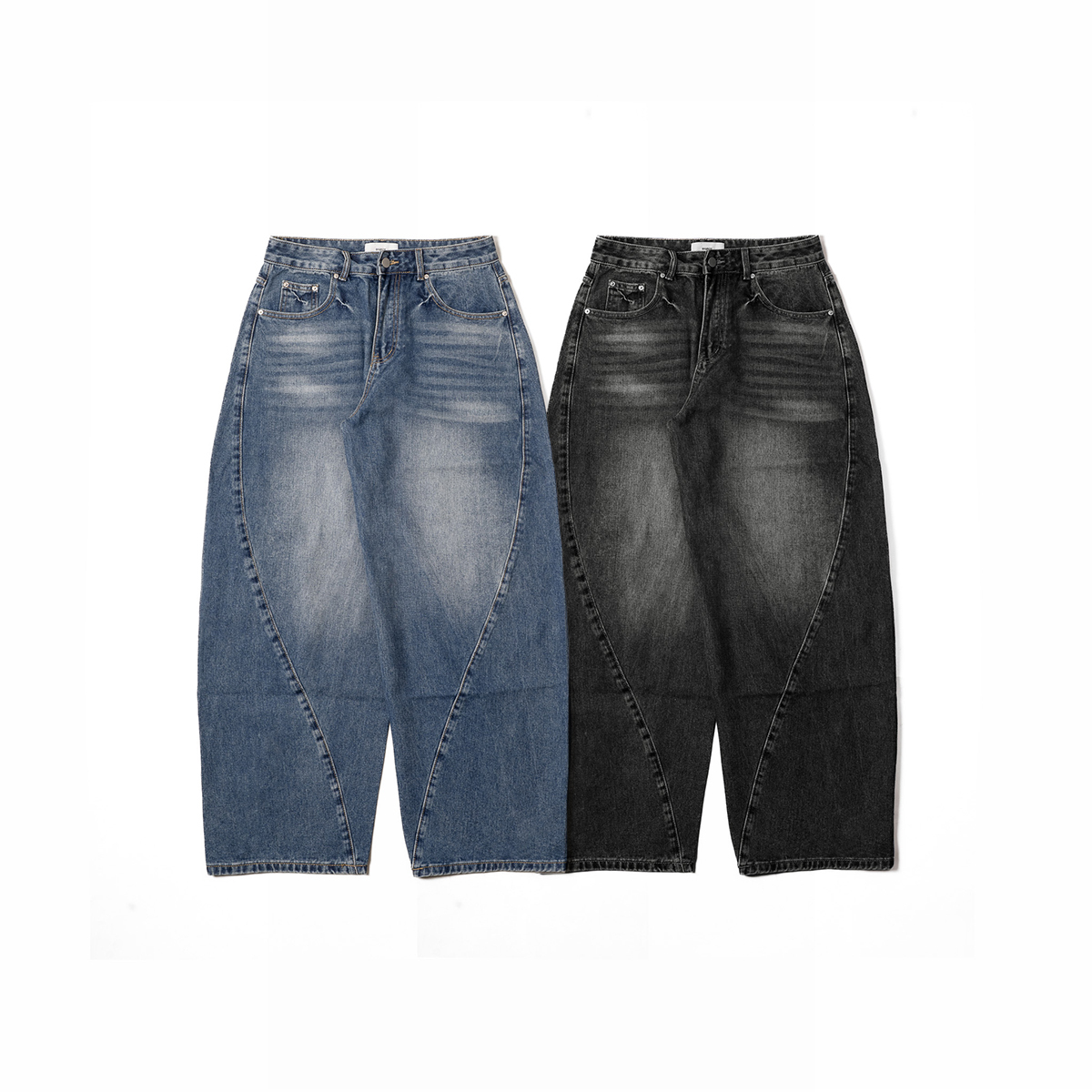 OurPick Wide Scimitar Washed  Jeans 水洗貓鬚剪裁牛仔褲 2色