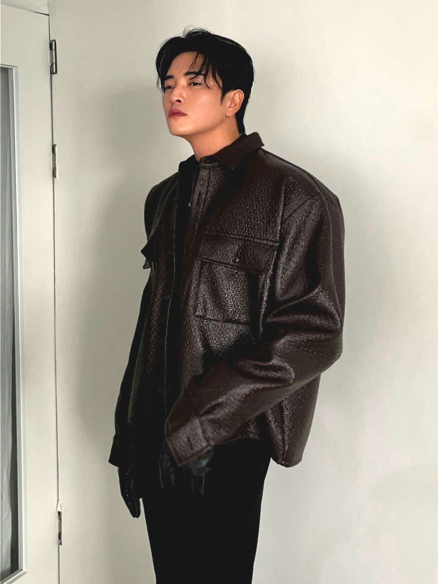 OLRN 塗層皮革襯衫夾克