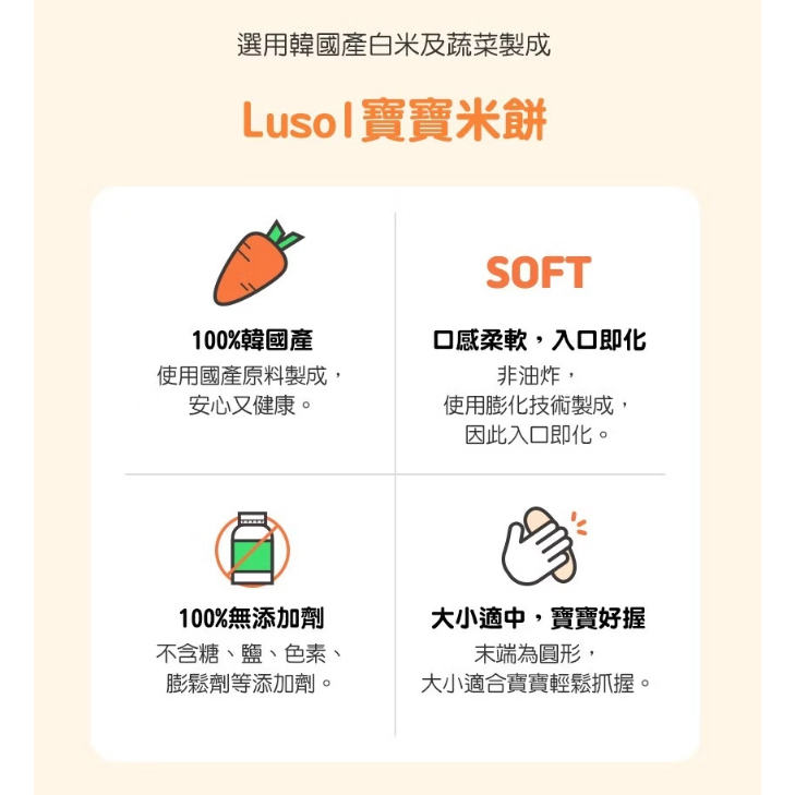【樂森藥局】Lusol 寶寶米餅 4m+ 多種口味 可選