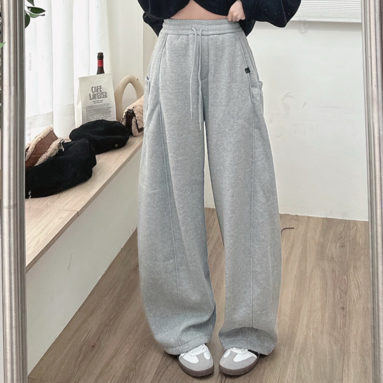 休閒內刷絨繭型厚棉褲/二色