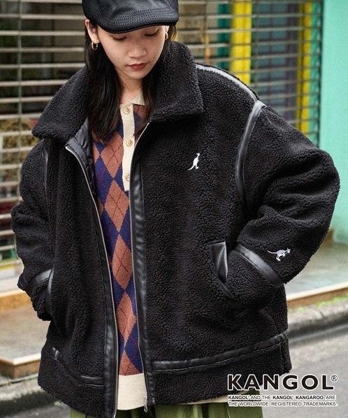 日本限定 KANGOL 毛絨絨 立領 外套