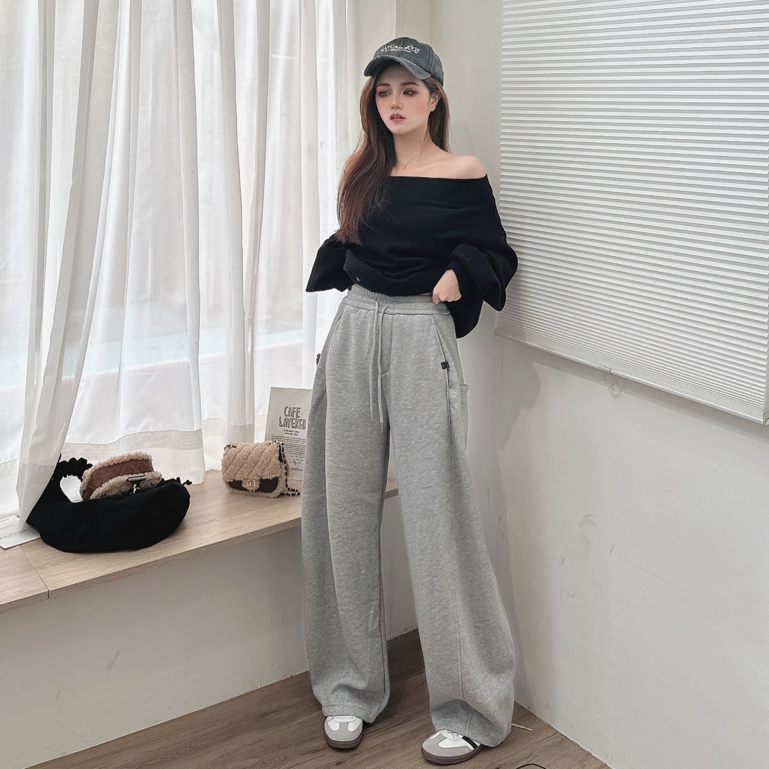 休閒內刷絨繭型厚棉褲/二色