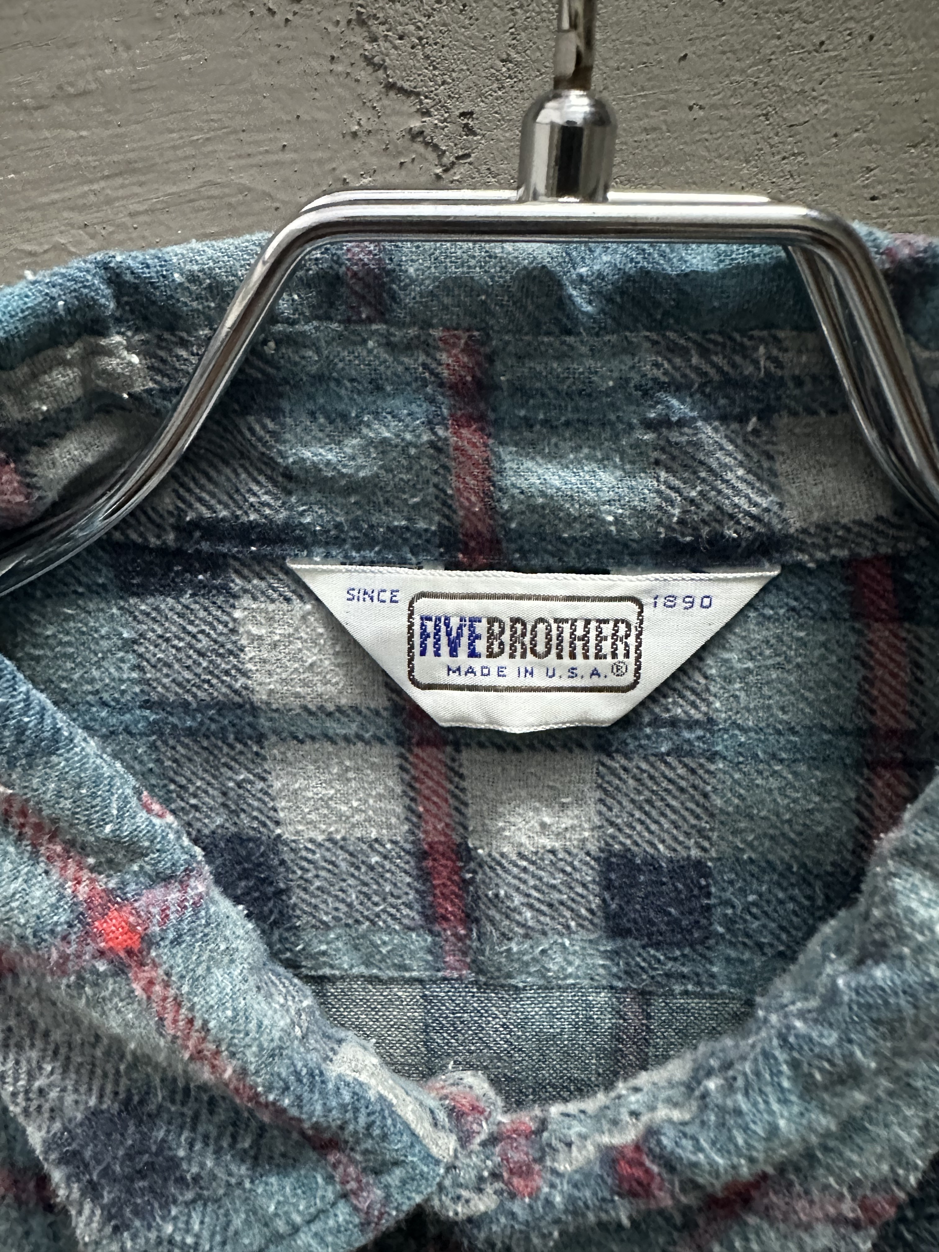 80’s FIVE BROTHER  Print Flannel Shirt  (MADE IN USA)