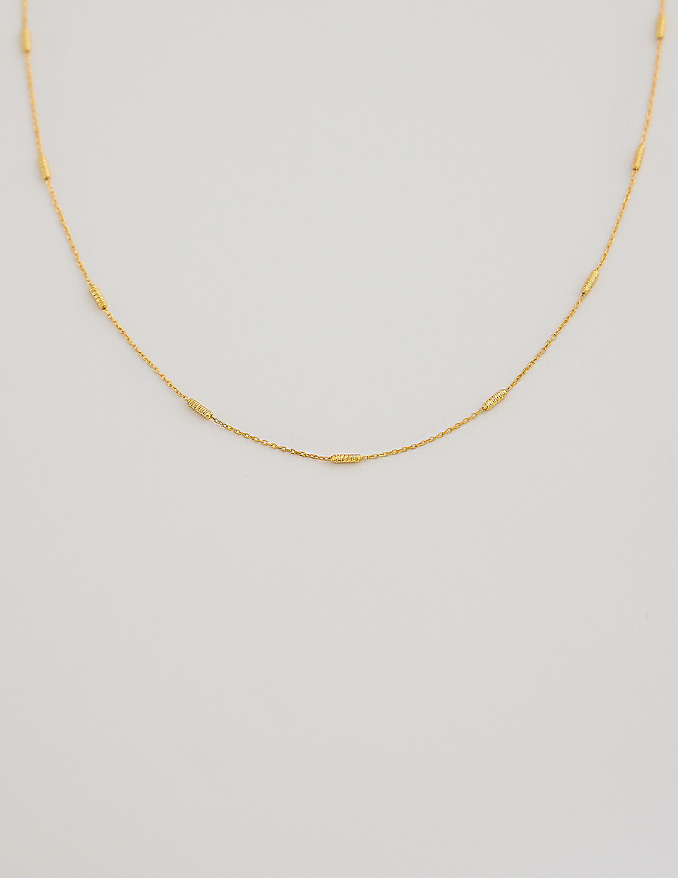 【925純銀】麻花紋理間隔項鍊(金)