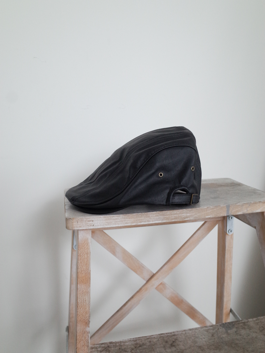 matte faux-leather flat cap
