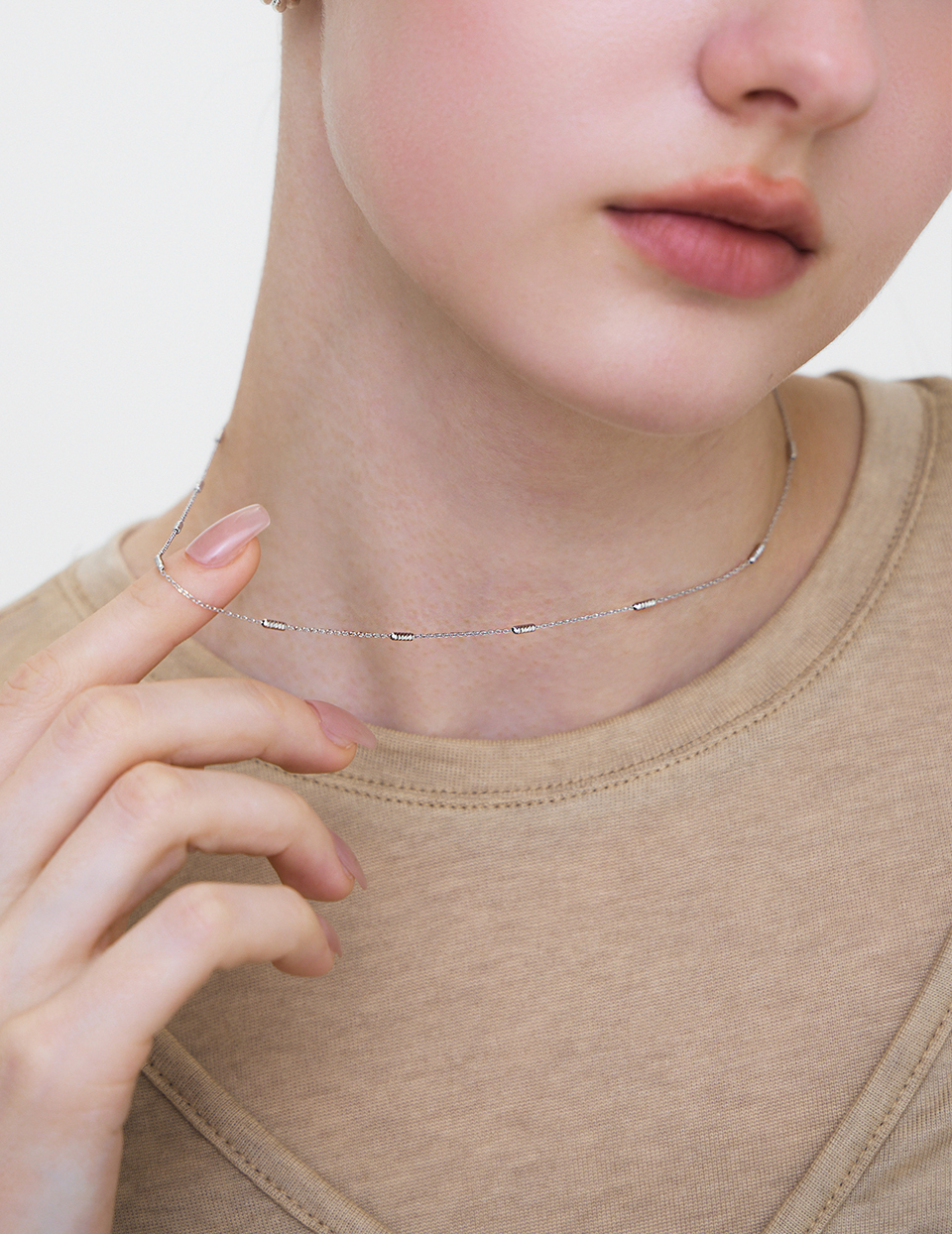 【925純銀】麻花紋理間隔項鍊(銀)