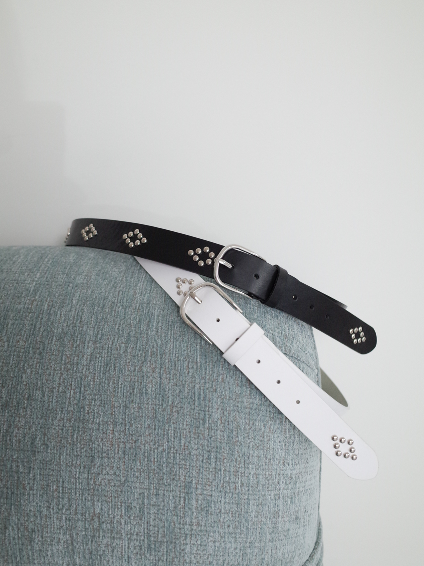 (UNISEX) diamond stud leather belt