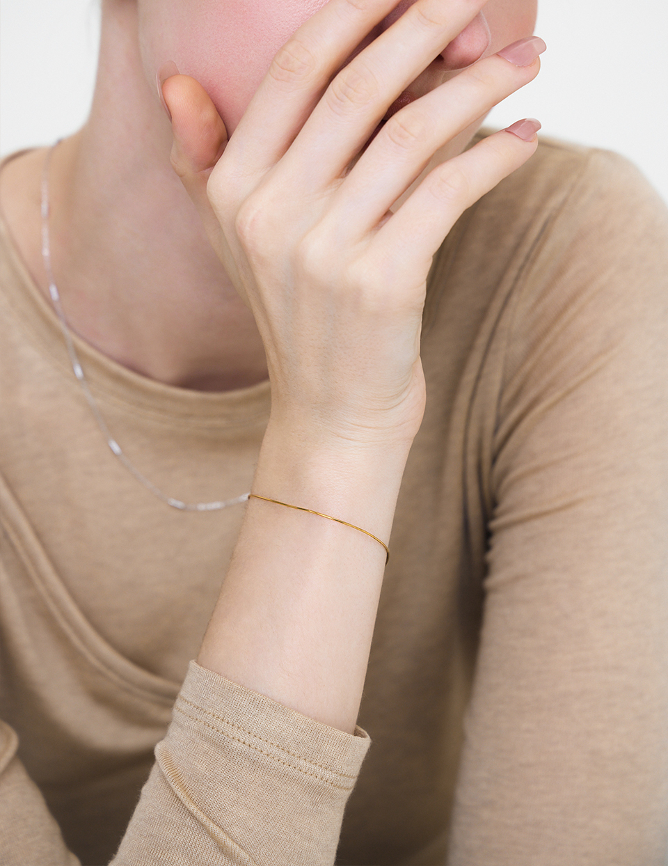 【925純銀】經典日常蛇鍊手鍊(金)