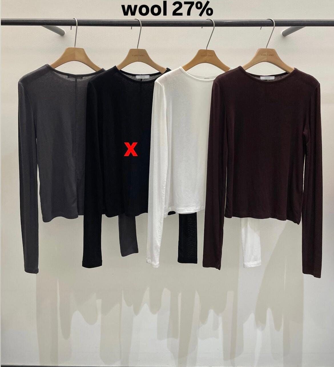 OB5123 羊毛薄打底長袖上衣 *特價* (優惠碼同充值購物金不適用)