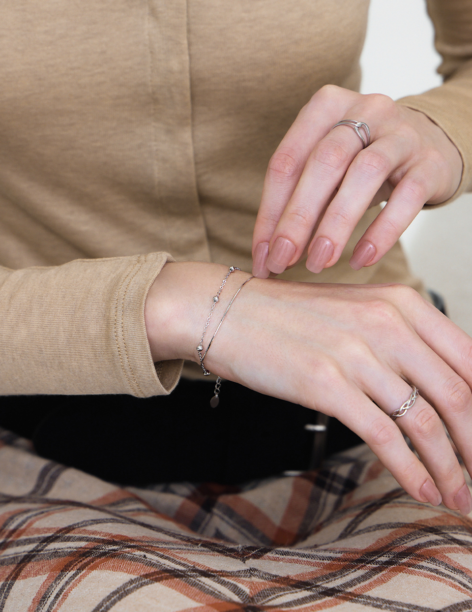 【925純銀】個性銀珠雙層手鍊