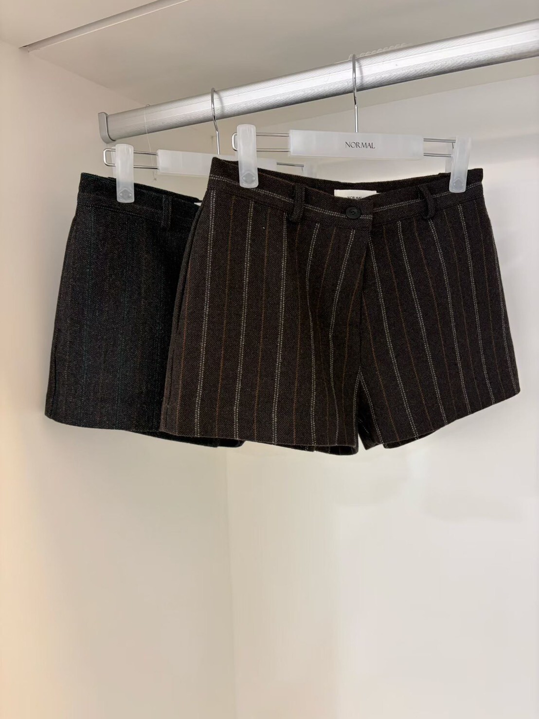 #AD70車線毛呢短褲(咖/墨)