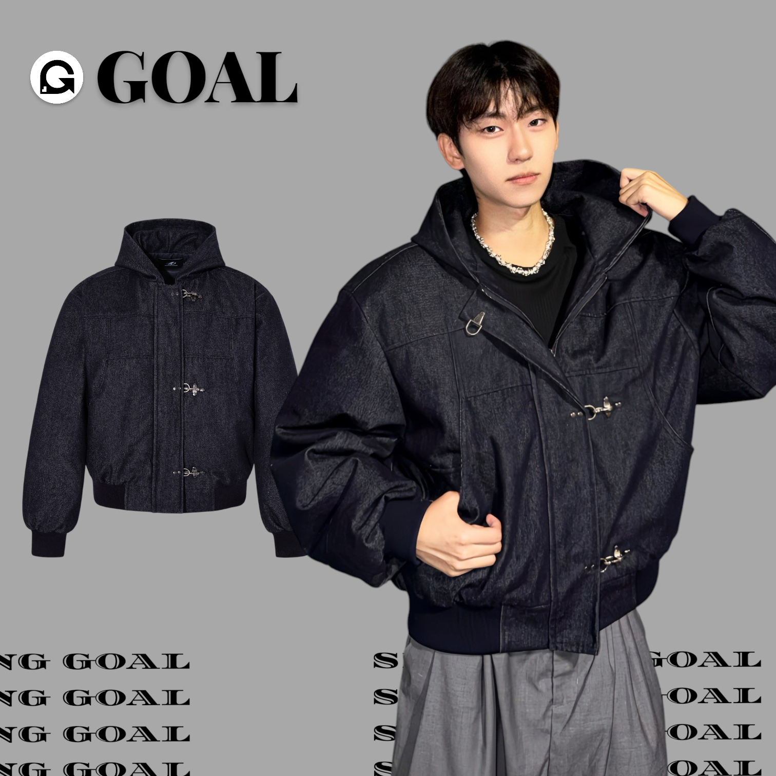 (GOAL) 美式復古飛機扣原色單寧外套  重磅加厚款 aw25153