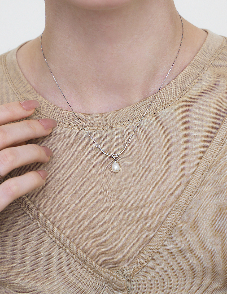 【925純銀】繩結珍珠吊墜項鍊