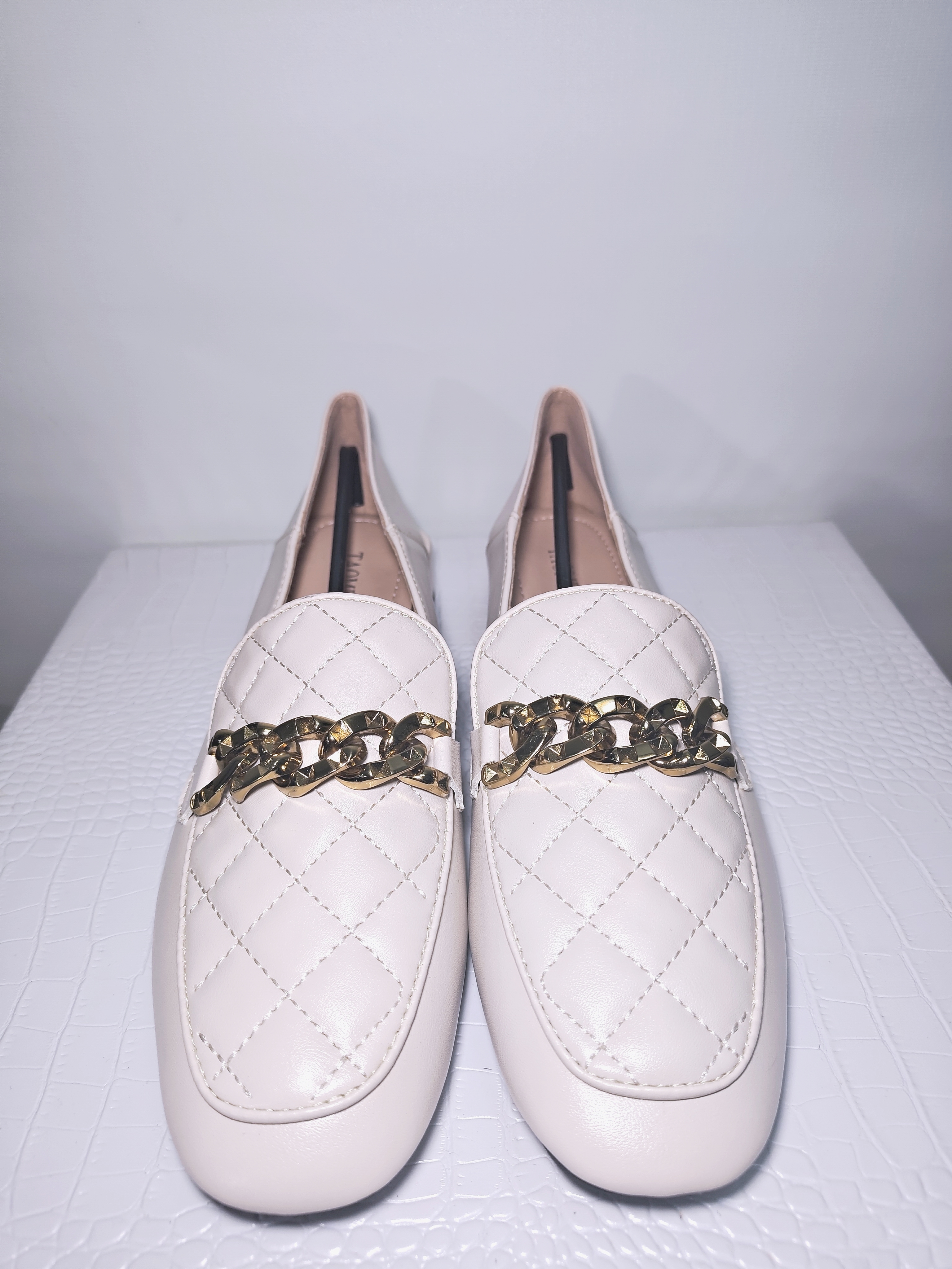 41碼 菱格紋金屬鍊條樂福鞋 S17