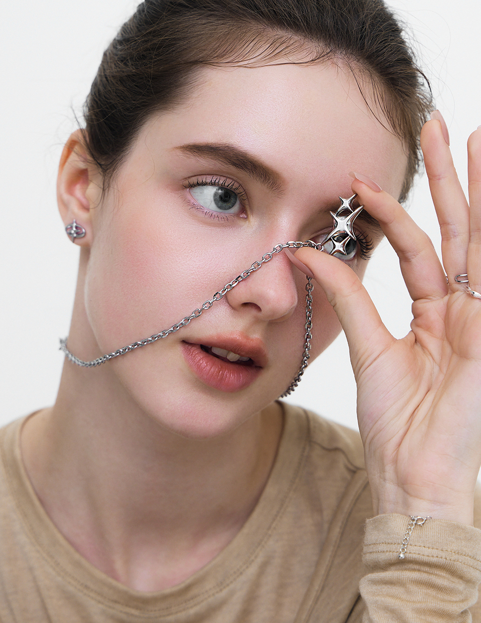 【鈦鋼】十字星芒排列項鍊