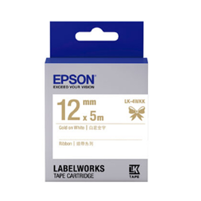 EPSON C53S654440 (LK-4WKK) GOLD ON WHITE 12MM LABLE   熱轉印碳帶 113052053