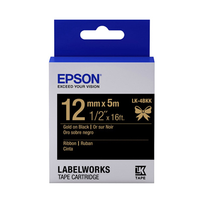 EPSON C53S654441 (LK-4BKK) GOLD ON BLACK 黑色  12MM 熱轉印碳帶 113052049