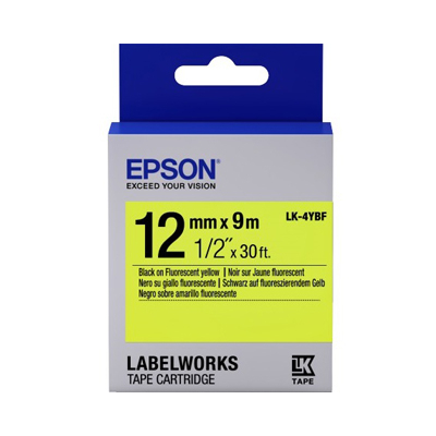 EPSON C53S654417 (LK-4YBF) BLACK 黑色  ON YELLOW 黃色12MM FLUORESCENT 113052050
