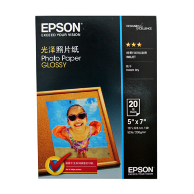 EPSON C13S042552 PHOTO PAPER GLOSSY, 5 X 7 (5R 20 SHEETS) 126052140
