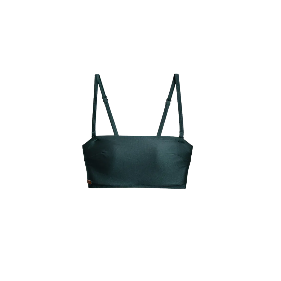 ▲Muiiswim Paw 平口美胸上衣 絲光深綠