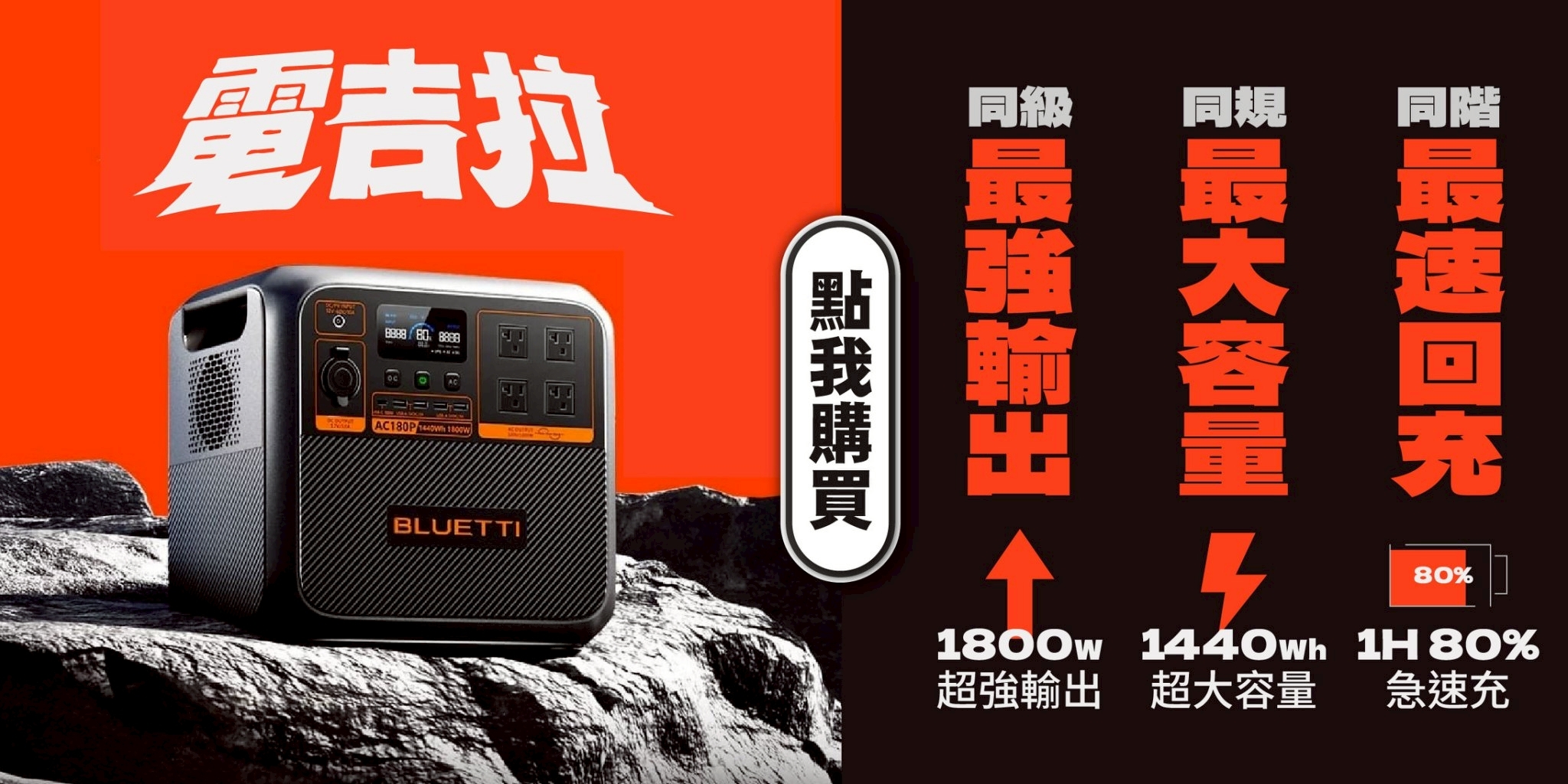 BLUETTI 電吉拉行動電源 1800W超大容量