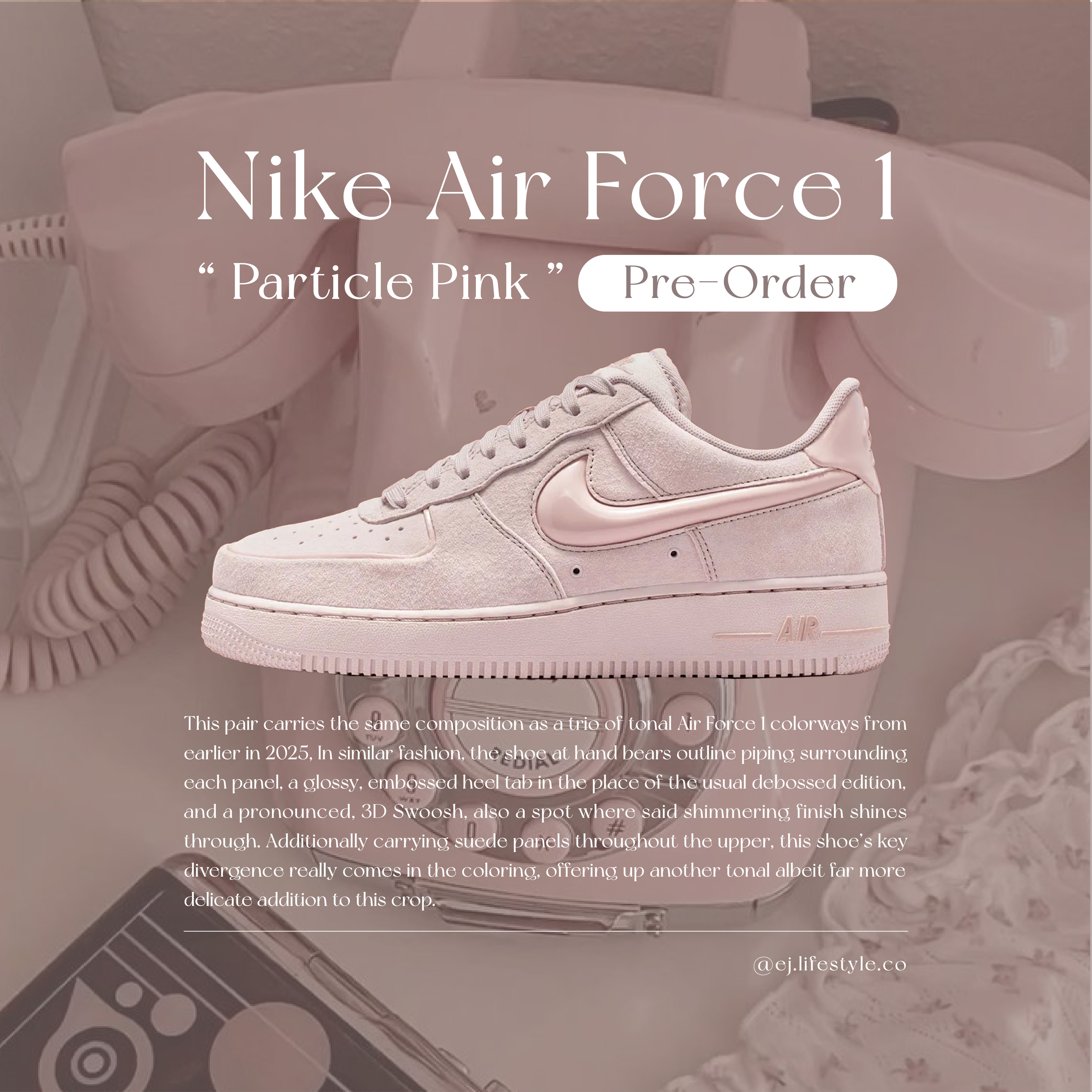 NIKE AIR FORCE 1 AF1 櫻花粉 淡粉 果凍勾勾 絨面 女鞋 HV4406-601 / 預購