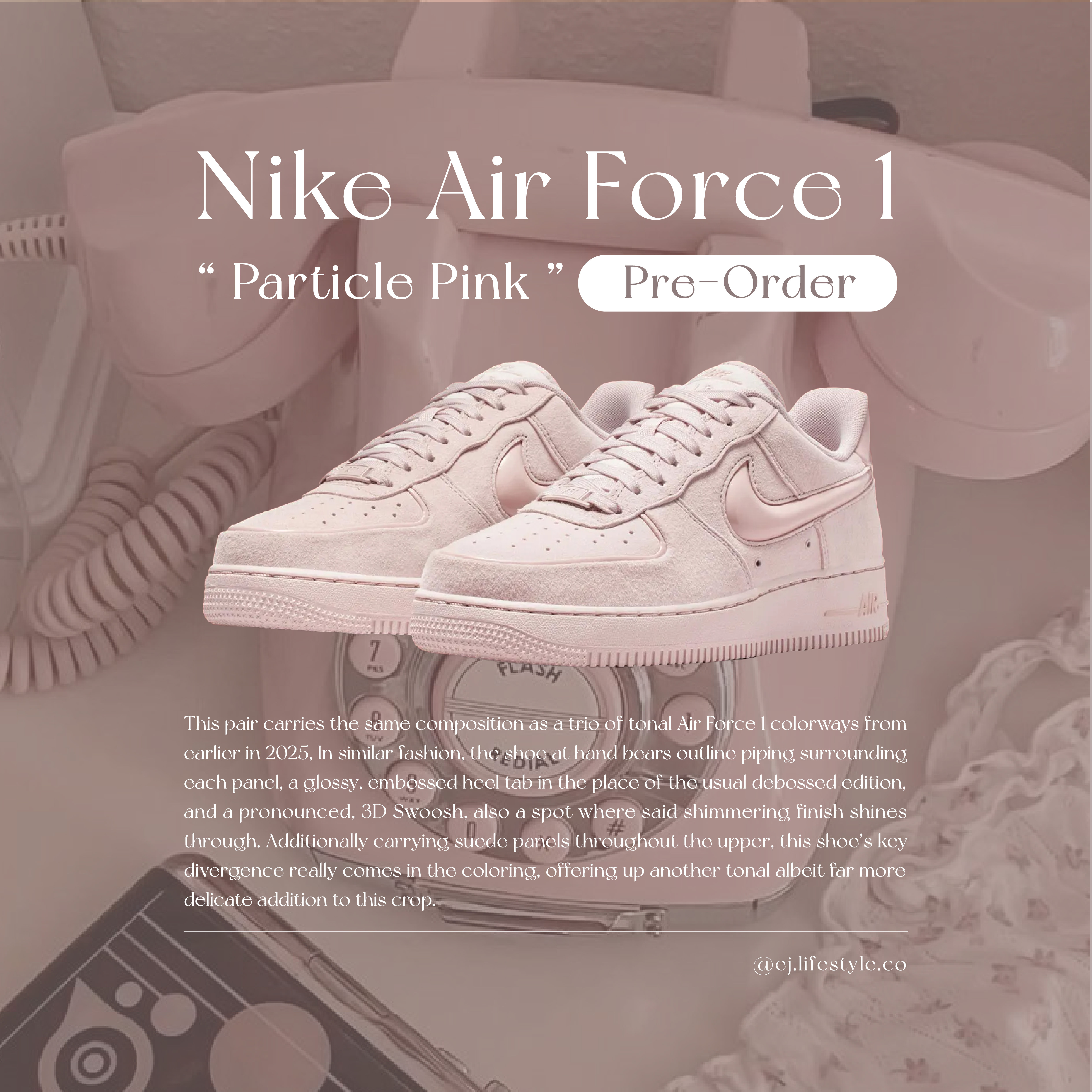 NIKE AIR FORCE 1 AF1 櫻花粉 淡粉 果凍勾勾 絨面 女鞋 HV4406-601 / 預購