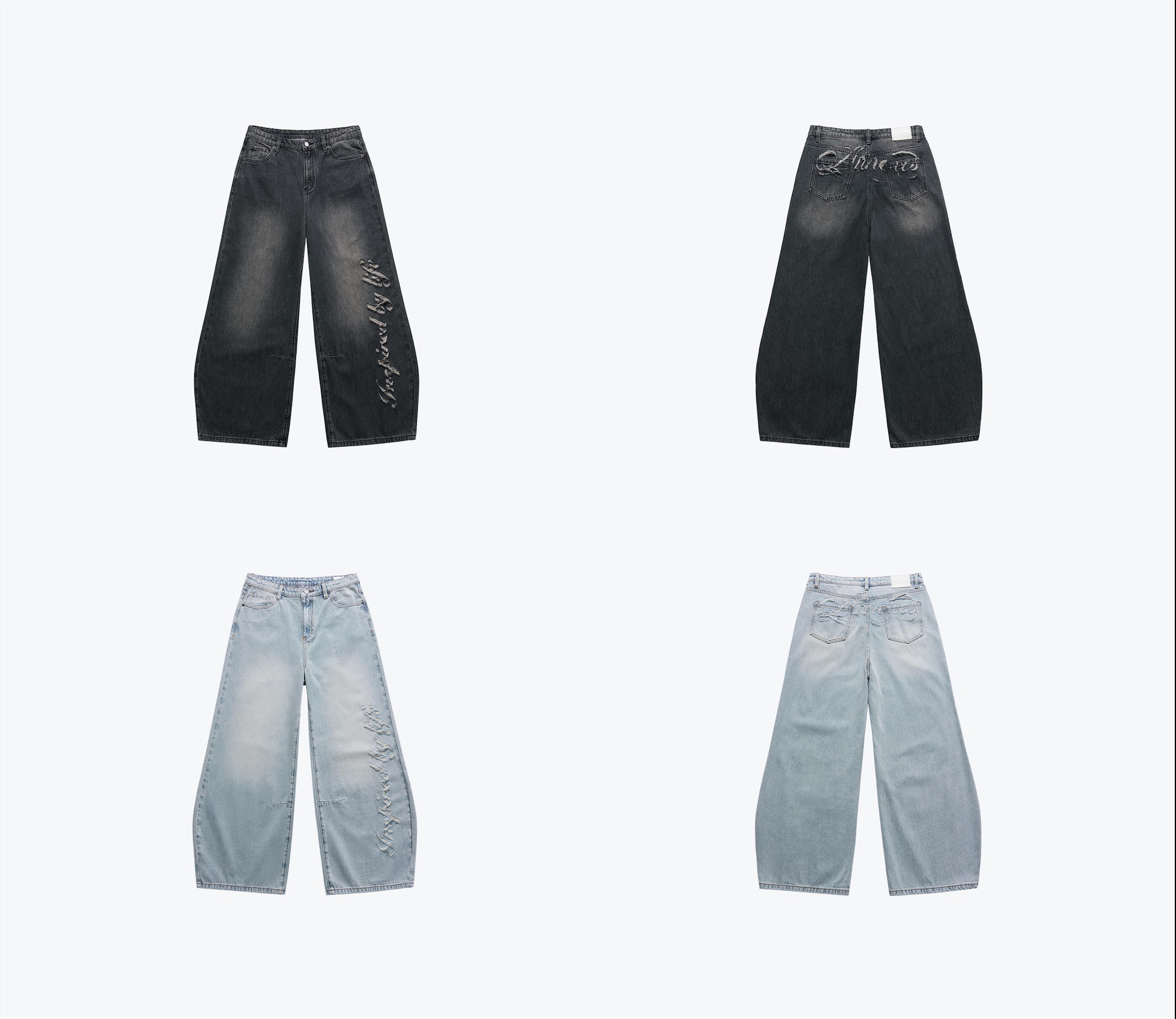 SENSE Damge Denim Barrel Leg Jeans