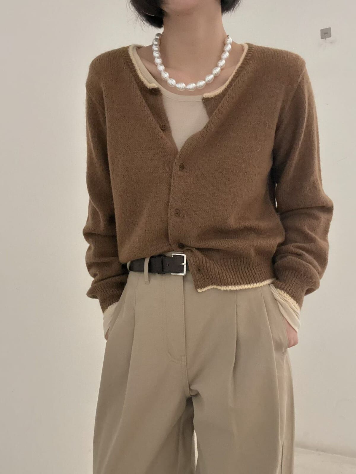 LP5358 拼色邊針織開衫 *優惠碼不適用*