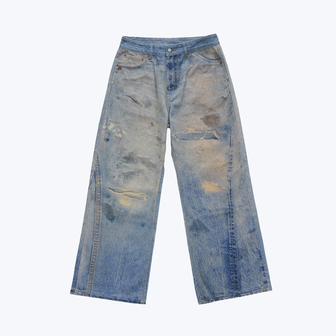 SENSE Loose Fit Fake Print Jeans