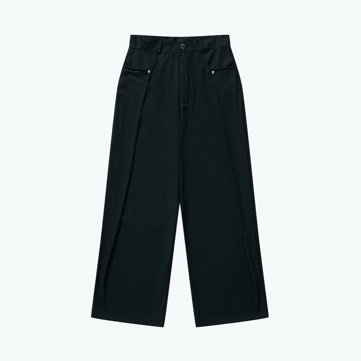 SENSE Pleated Dark Stripe Wide Trousers