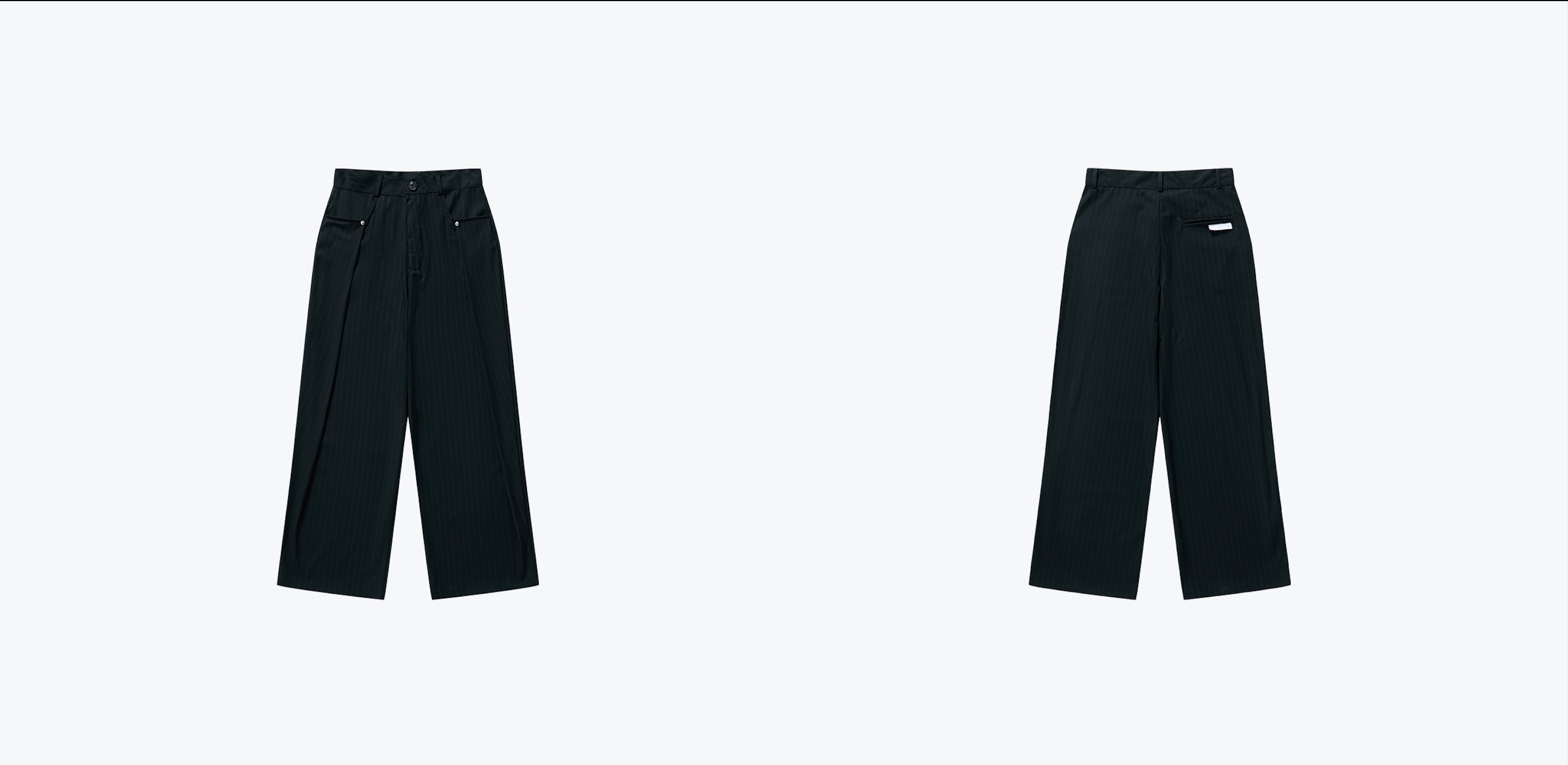 SENSE Pleated Dark Stripe Wide Trousers