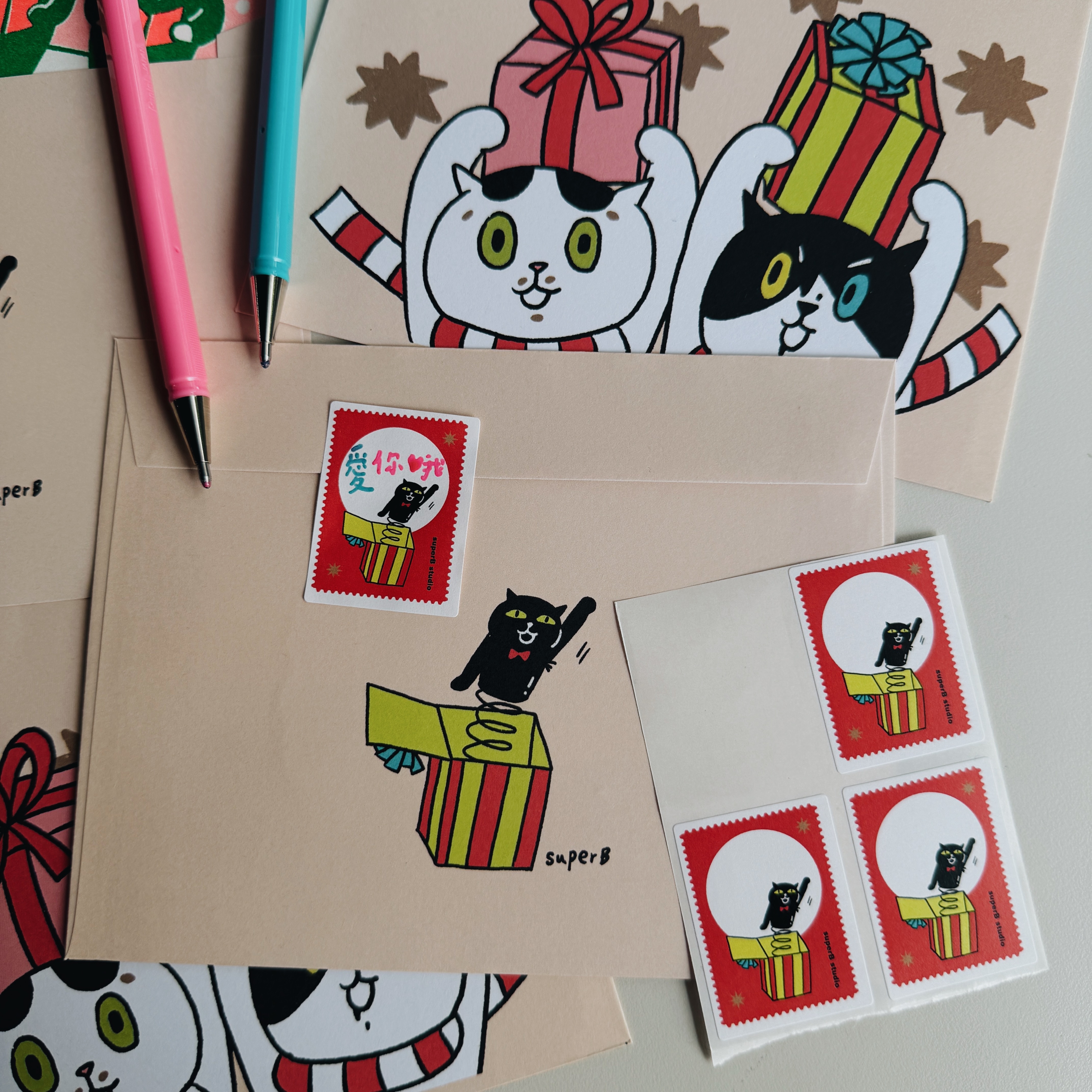 驚喜箱 8入 郵票貼紙｜superB studio