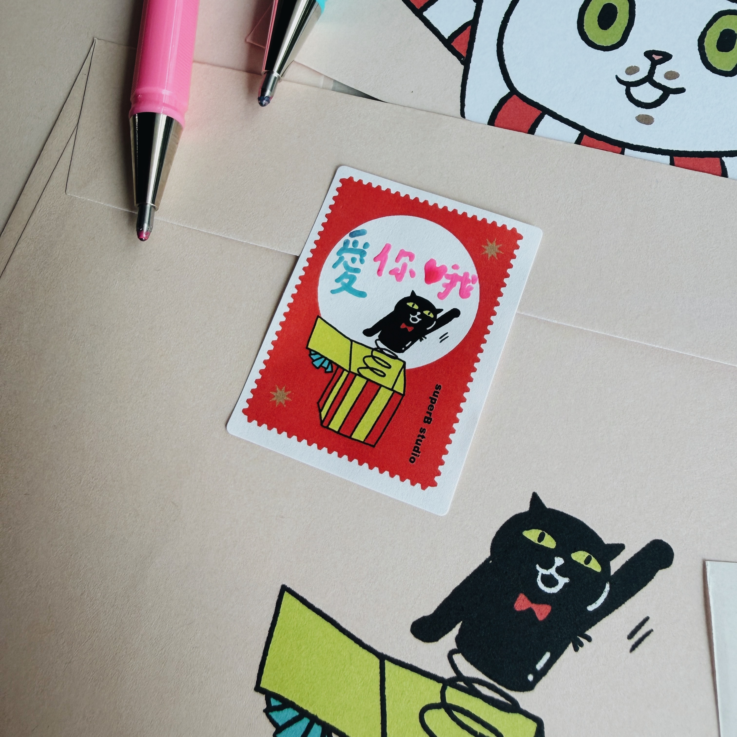 驚喜箱 8入 郵票貼紙｜superB studio