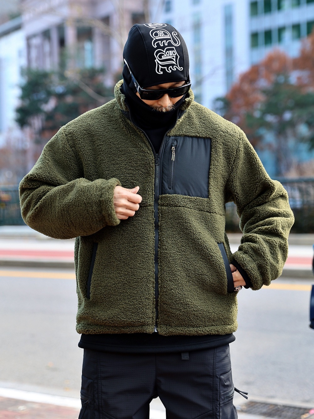 雙面穿配色抓絨拉鍊外套