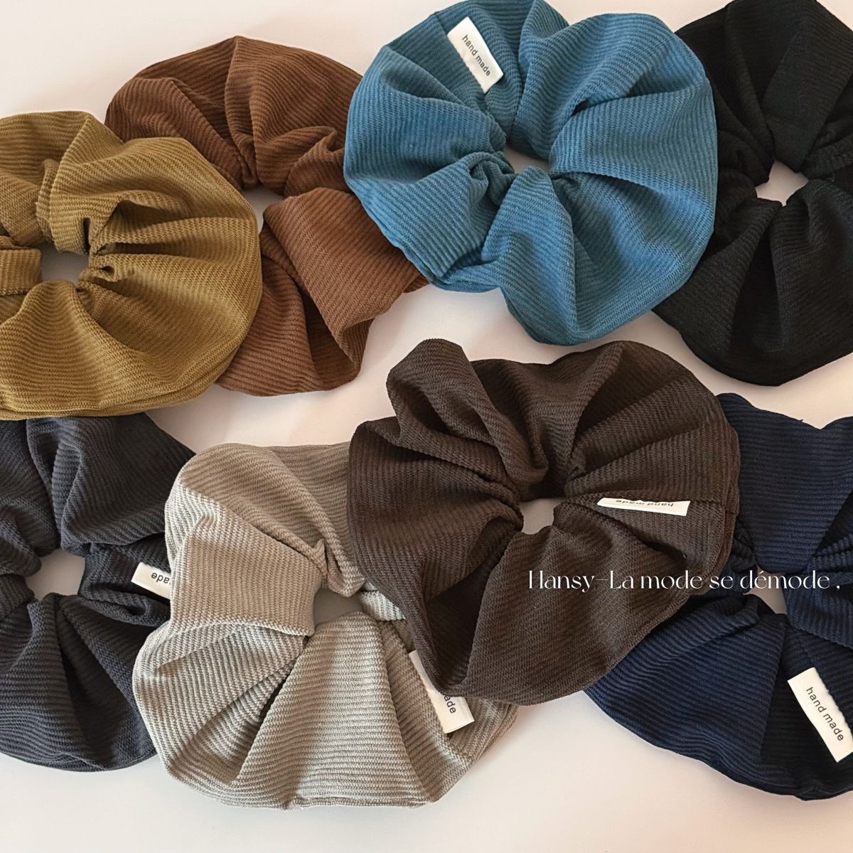 No.9187 燈芯絨布標丸子髮