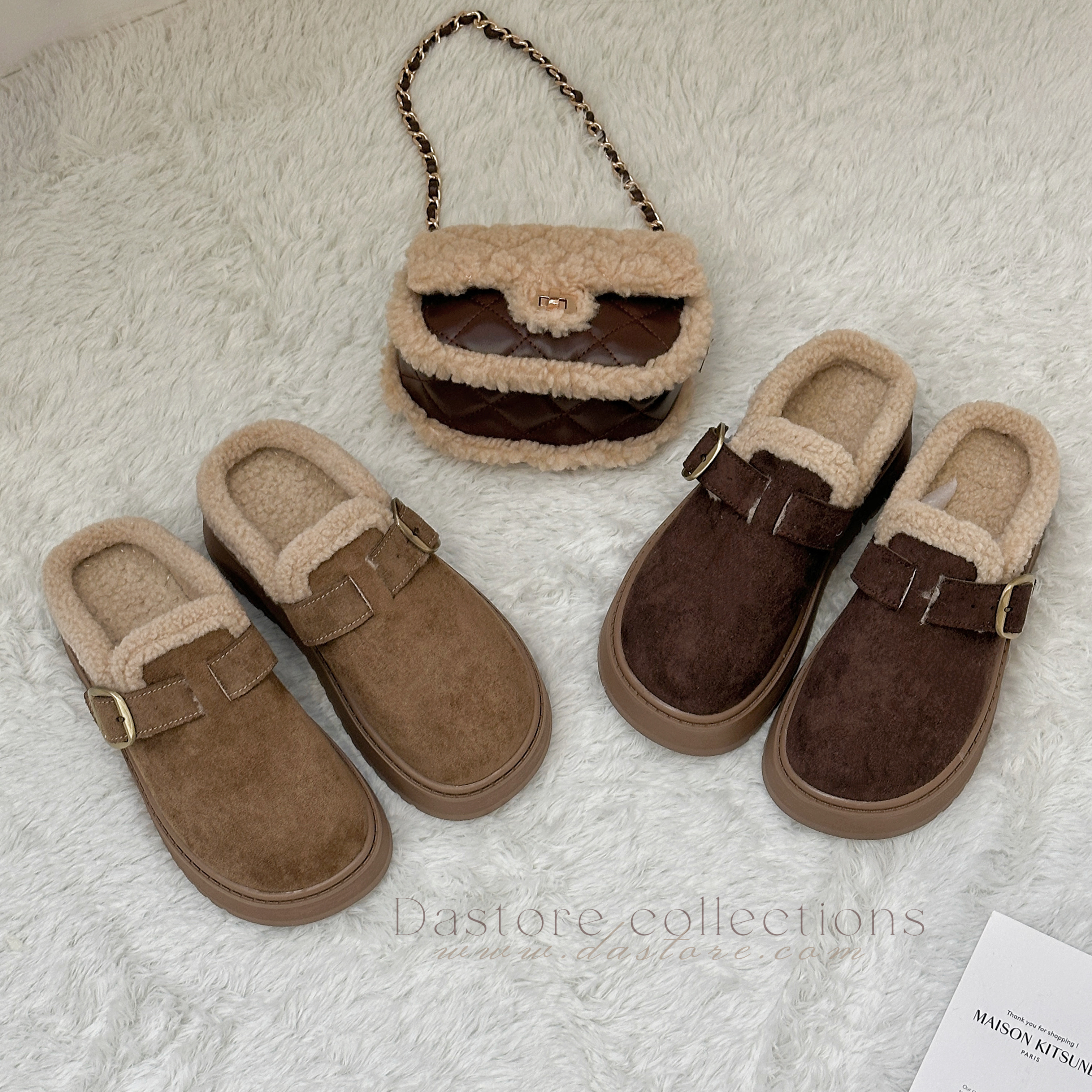 羊羔毛厚底雪靴拖鞋