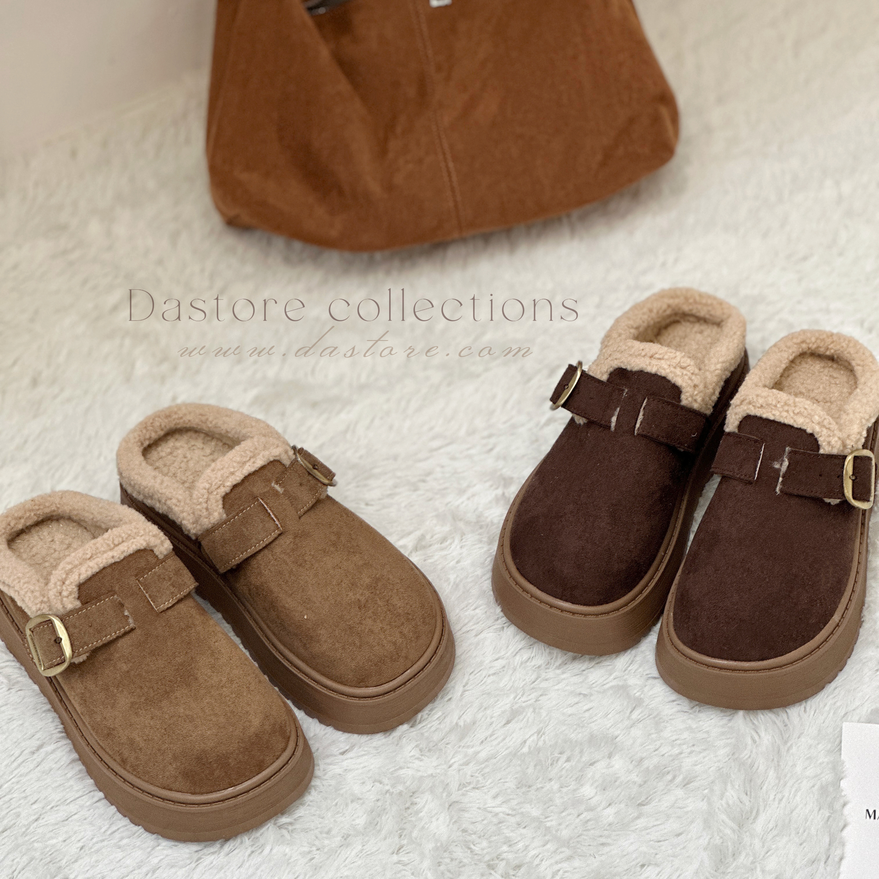 羊羔毛厚底雪靴拖鞋