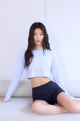 水滴短版長袖-天使藍