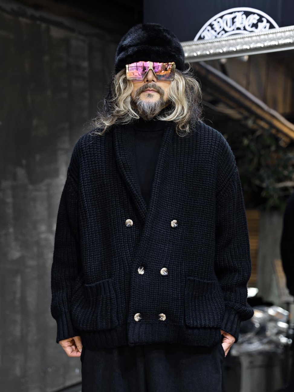 針織披肩領外套