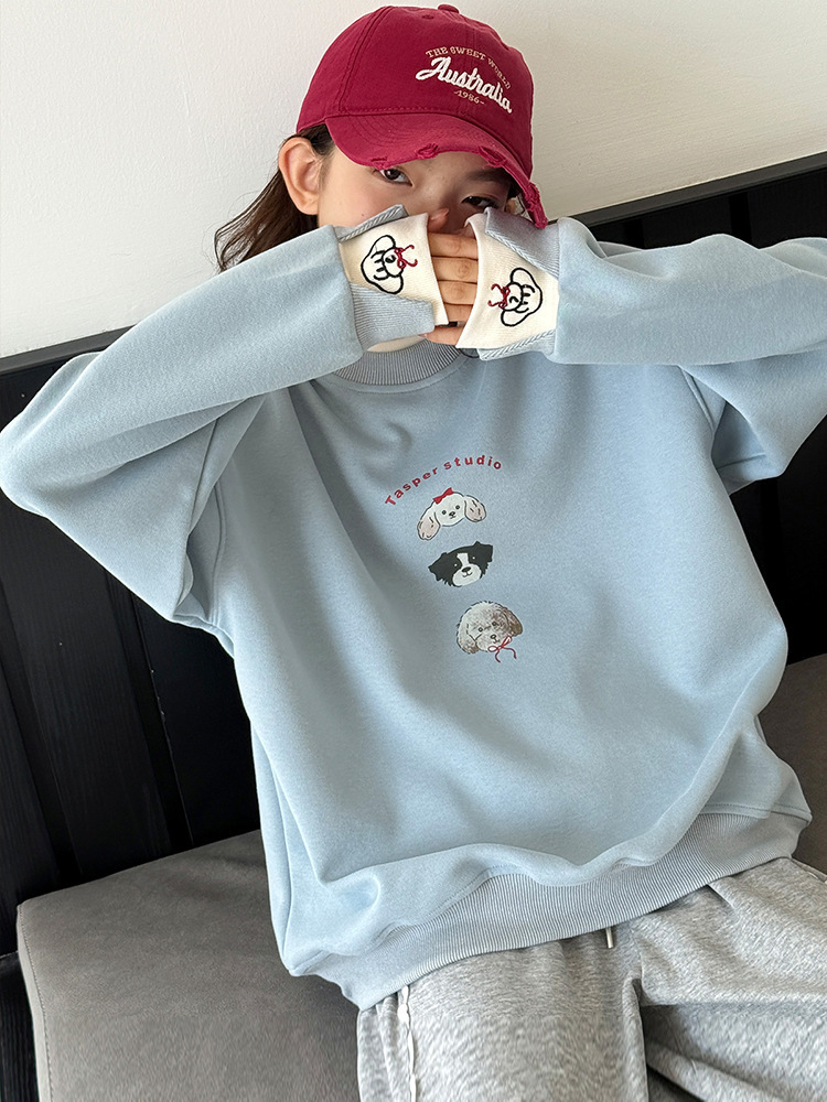 三隻小狗手袖造型拼接上衣 120-170cm