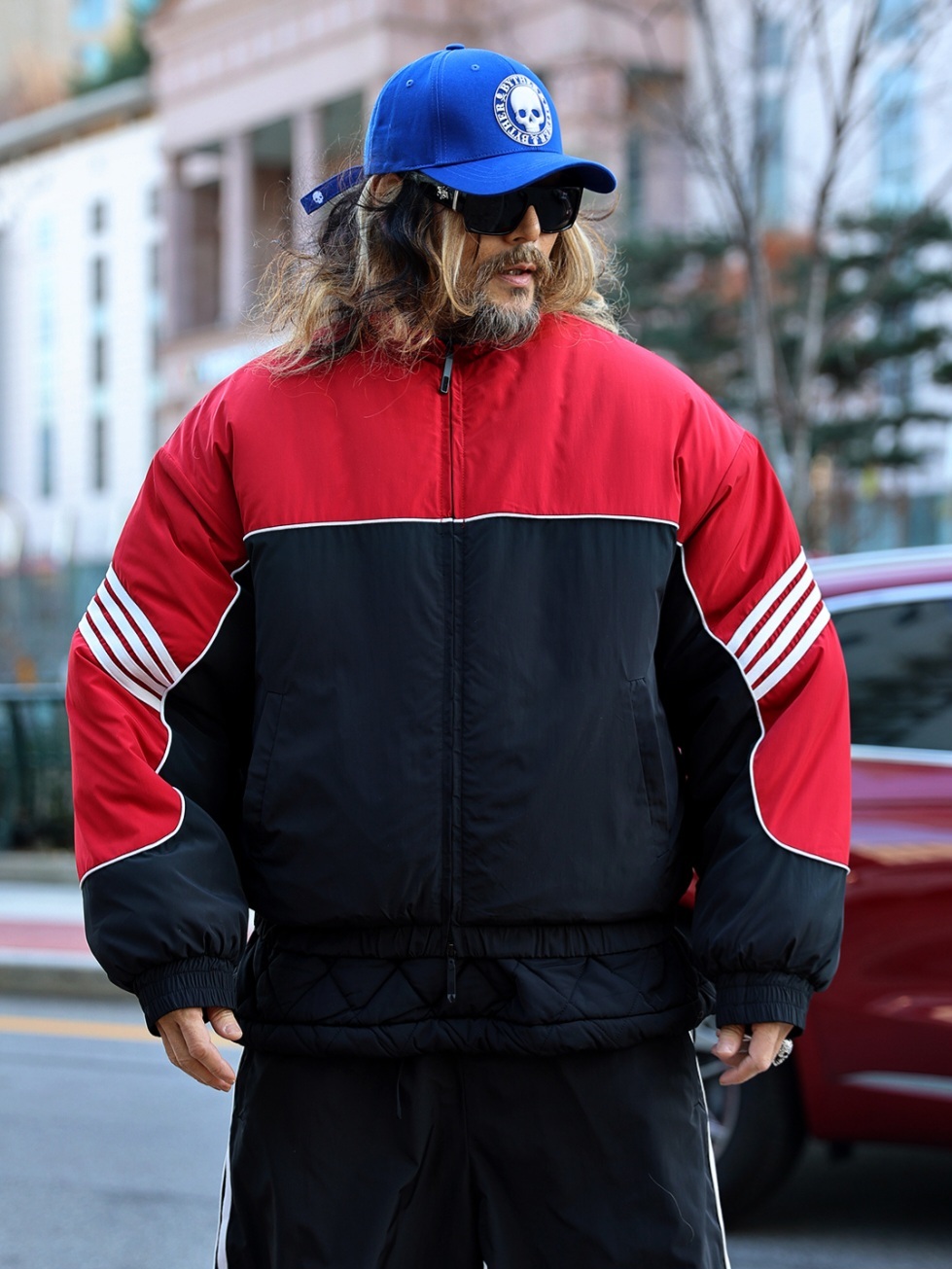 斜紋高領加厚配色夾克