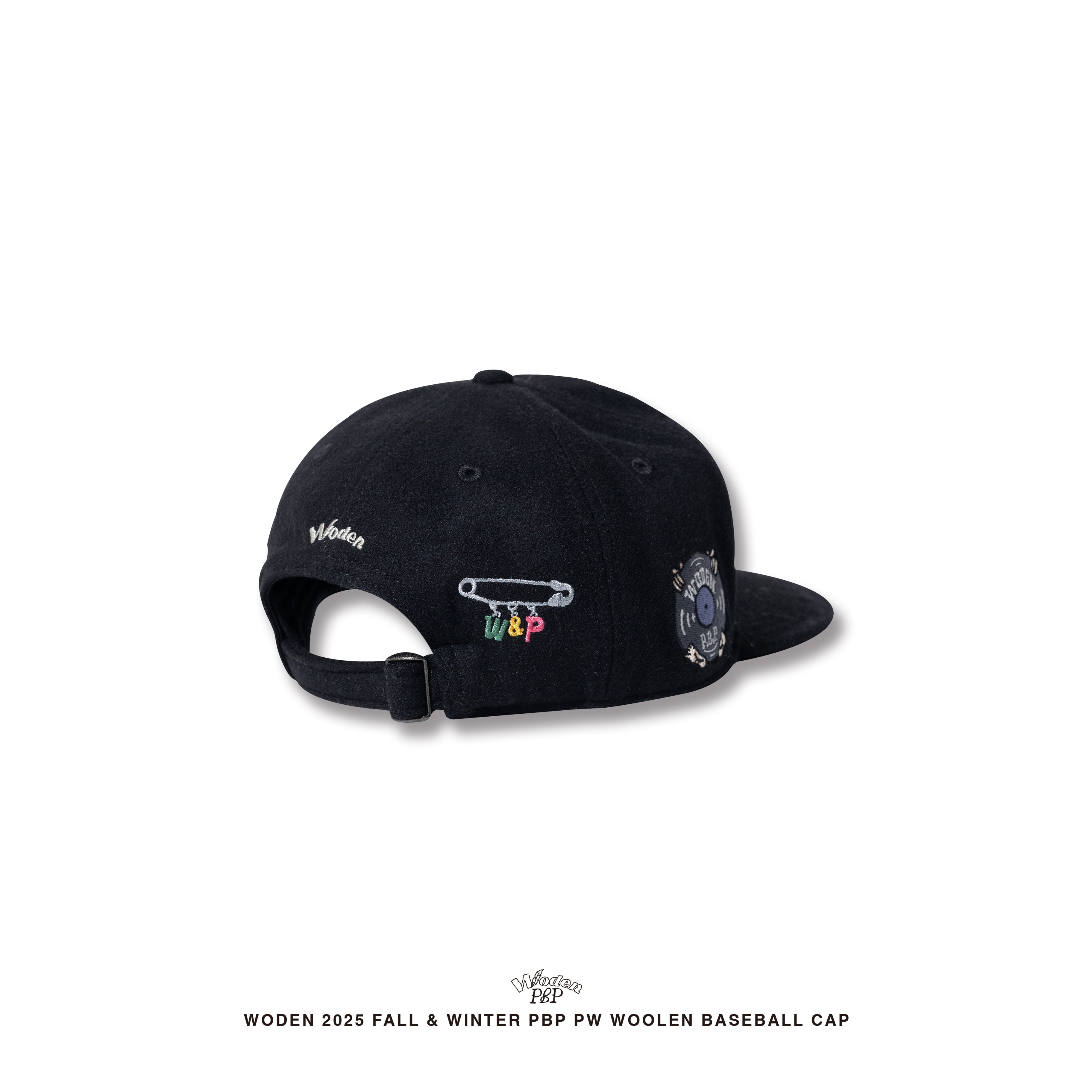 P.B.P X WODEN® - PW WOOLEN BASEBALL CAP  - BLACK