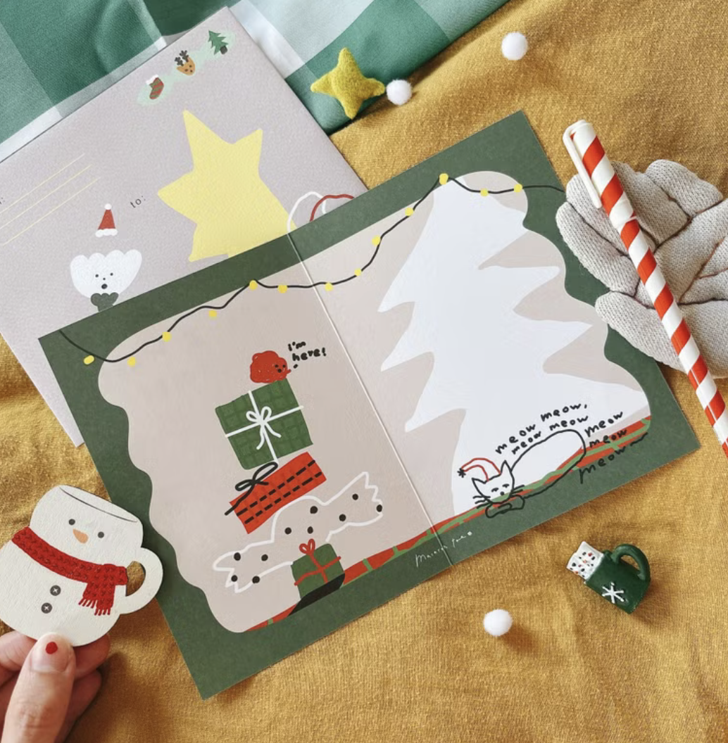 貓貓聖誕節 聖誕卡片信封｜馬卡龍腳趾